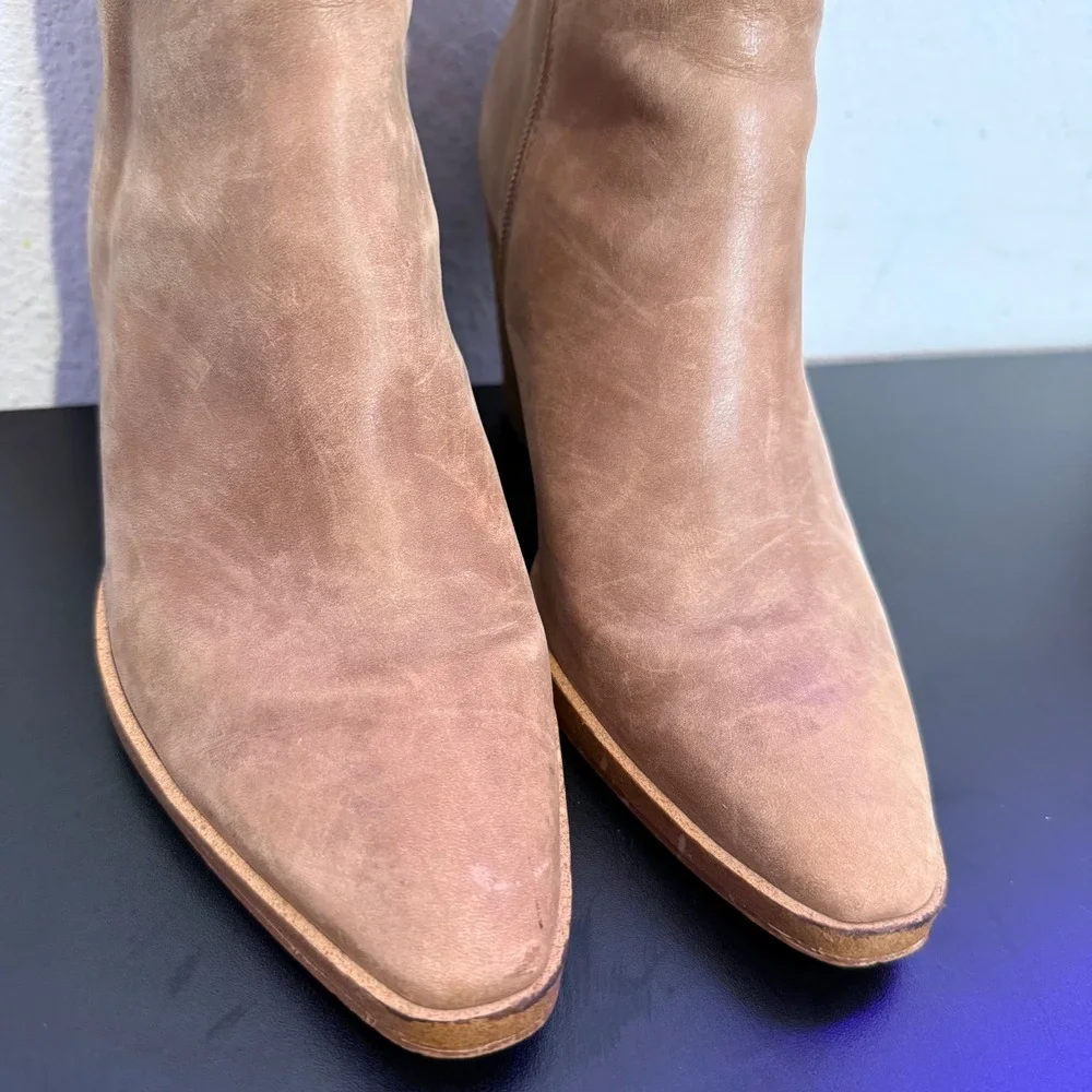Tony Bianco Pointed Toe Leather Ankle Boots Size 6.5 Block Heel Western‎ BOHO